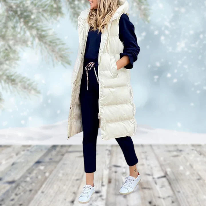 Gilet d'hiver long femme – Veste respirante élégante et chaude