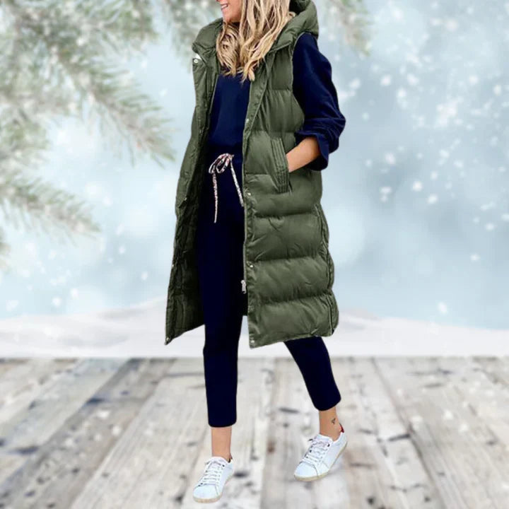 Gilet d'hiver long femme – Veste respirante élégante et chaude