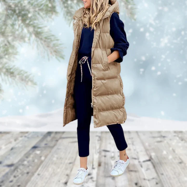 Gilet d'hiver long femme – Veste respirante élégante et chaude