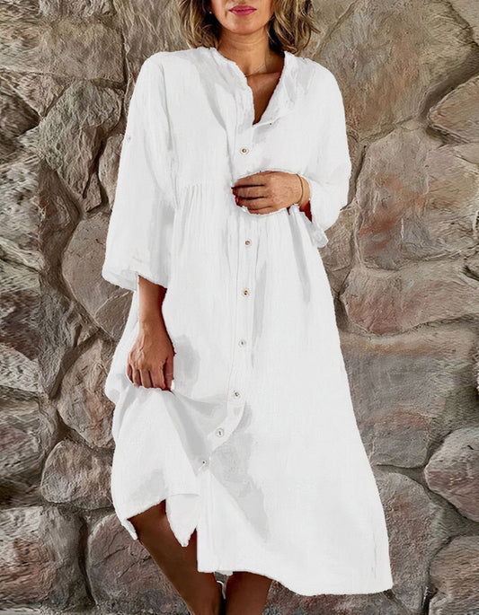 Robe de plage femme – Robe en coton et lin chic et respirante pour l'été