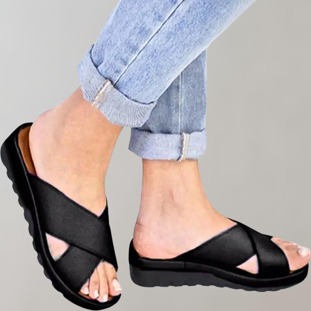 Sandales d'été confortables femme – Sandales légères et élégantes en cuir pour vacances