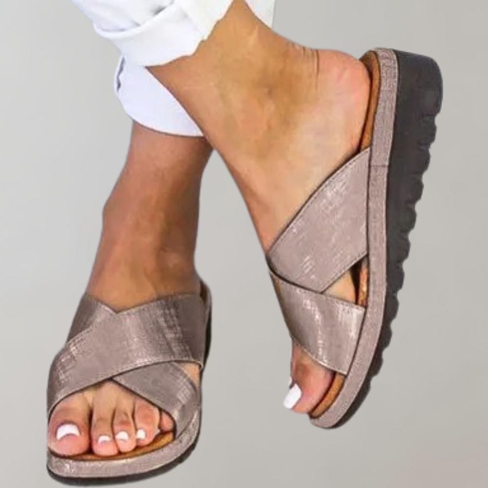 Sandales d'été confortables femme – Sandales légères et élégantes en cuir pour vacances