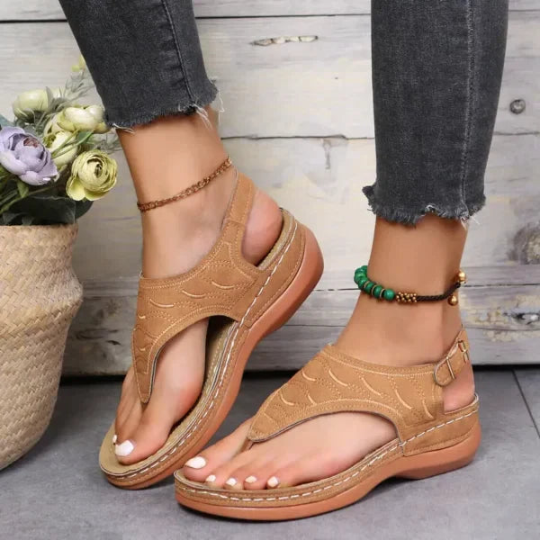 Sandales d'été confortables femme – Sandales légères et élégantes en cuir pour vacances