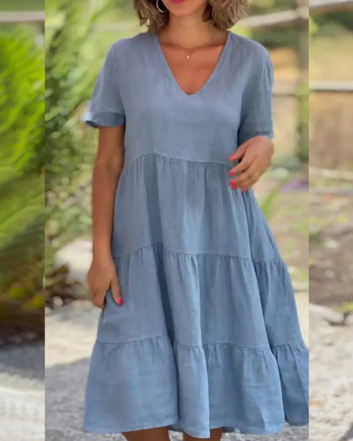 Robe d'été confortable femme – Robe midi fluide et légère pour journées ensoleillées