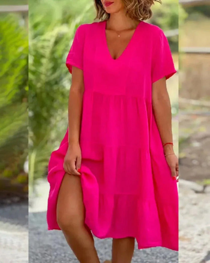 Robe d'été confortable femme – Robe midi fluide et légère pour journées ensoleillées