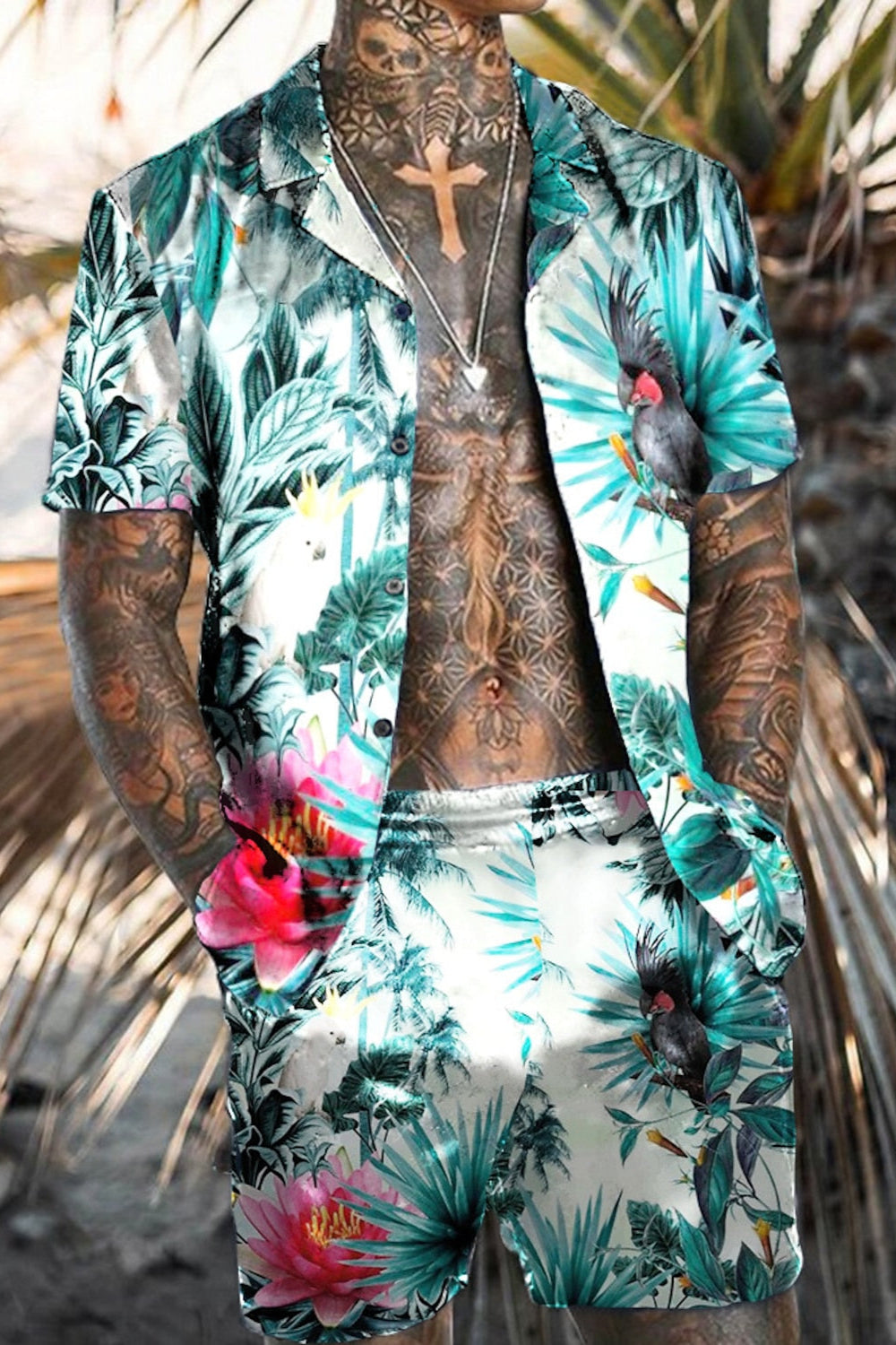 Chemise de plage Hawaii colorée – Ensemble été léger et tendance