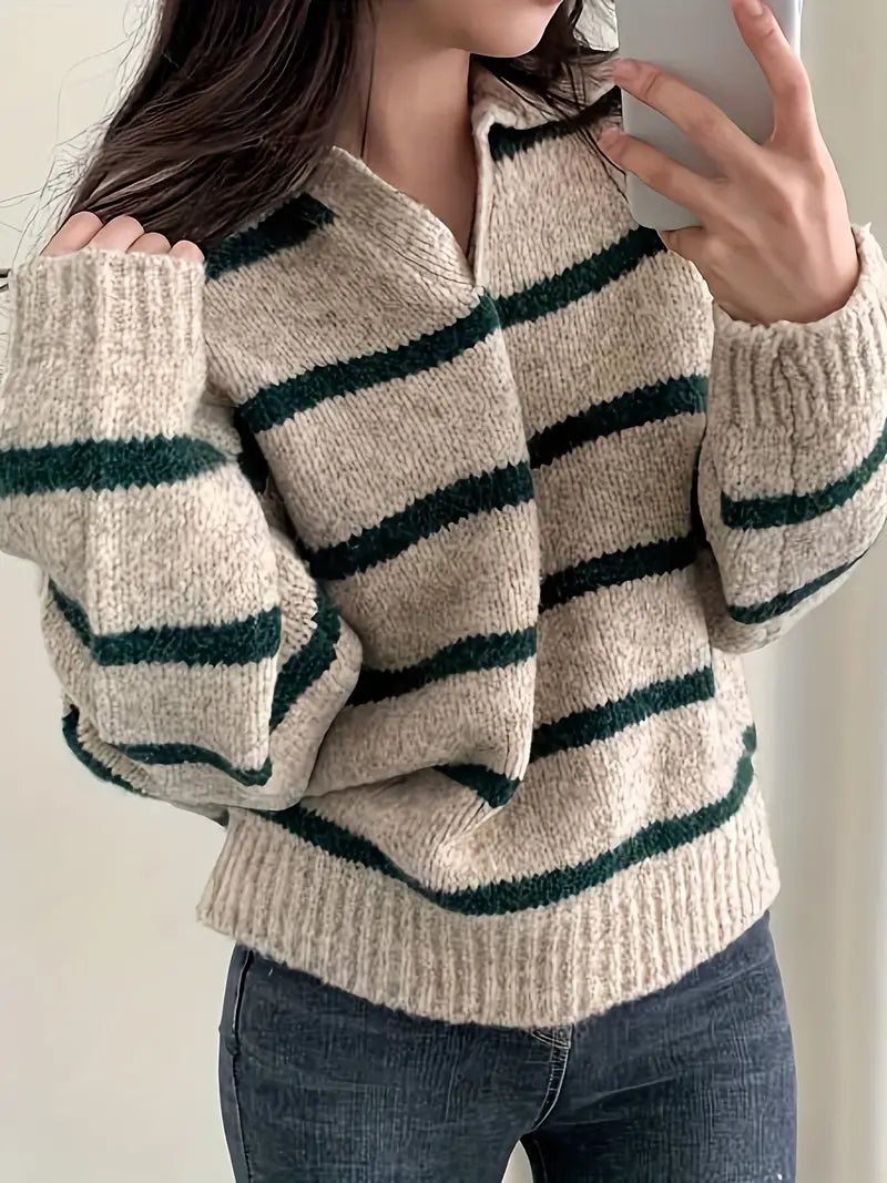 Pull femme décontracté – Tricot V décolleté élégant et confortable