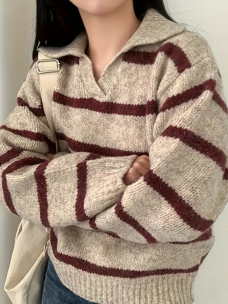 Pull femme décontracté – Tricot V décolleté élégant et confortable