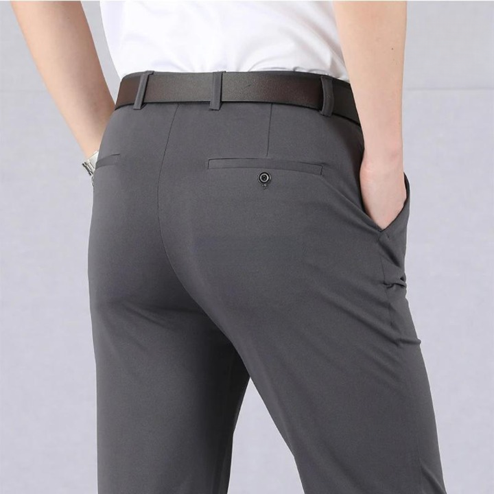 Pantalon de bureau homme – Pantalon élégant coupe slim en tissu léger