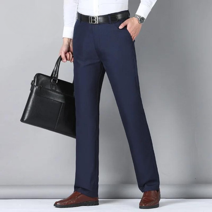 Pantalon de bureau homme – Pantalon élégant coupe slim en tissu léger