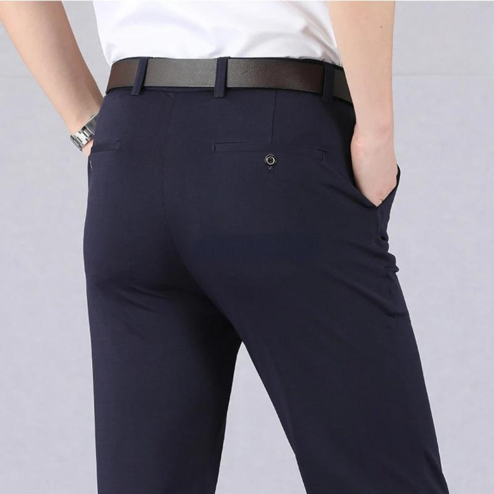 Pantalon de bureau homme – Pantalon élégant coupe slim en tissu léger