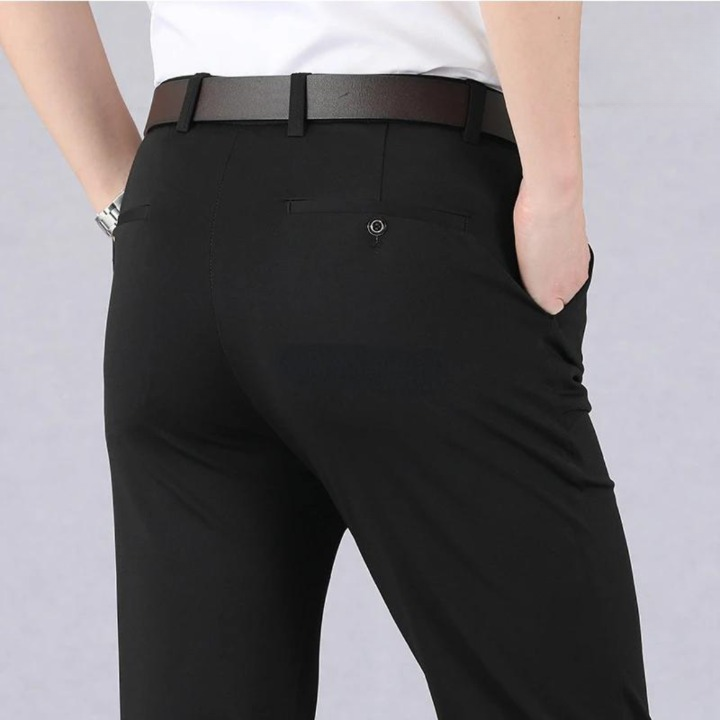 Pantalon de bureau homme – Pantalon élégant coupe slim en tissu léger