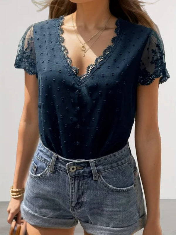 Blouse d'été élégante femme – Décolleté en V chic et léger