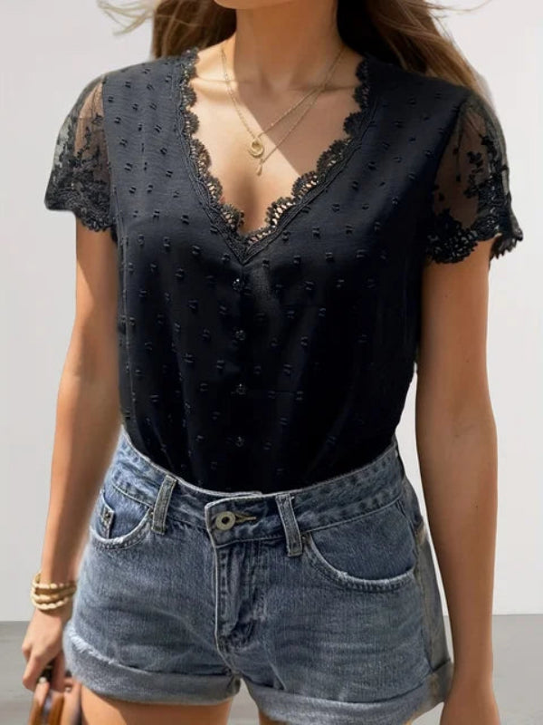 Blouse d'été élégante femme – Décolleté en V chic et léger