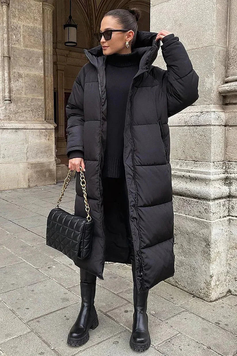 Manteau d'hiver élégant femme – Long manteau matelassé chic et chaud