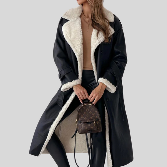 Manteau trench cuir luxe femme – Trench élégant et chic pour toutes occasions