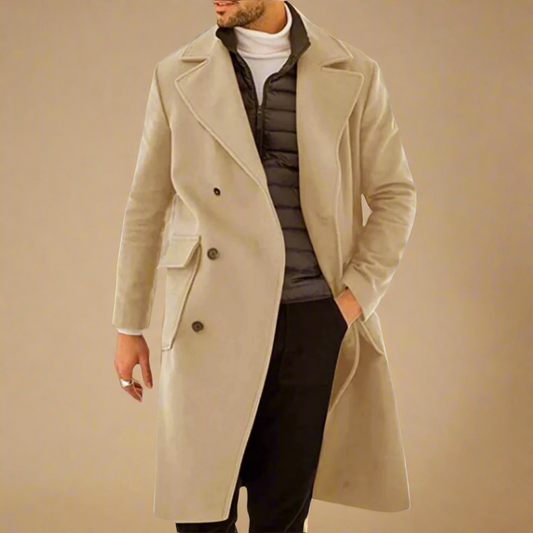 Manteau trench homme élégant – Trench-coat chaud en laine pour hiver