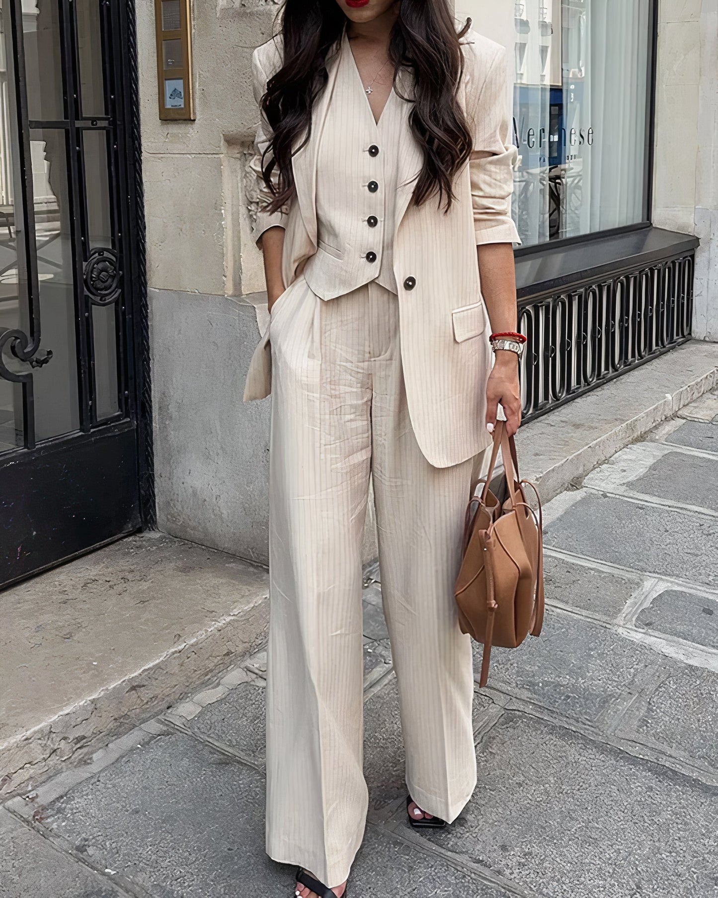 Blazer et gilet femme 3 pièces – Ensemble élégant chic pour occasions spéciales