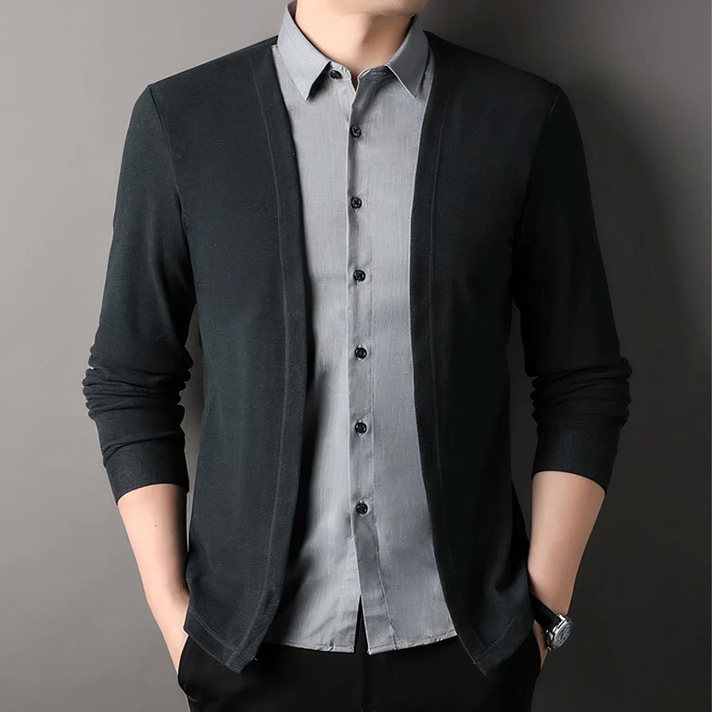 Chemise élégante homme – Chemise avec cardigan intégré chic et moderne