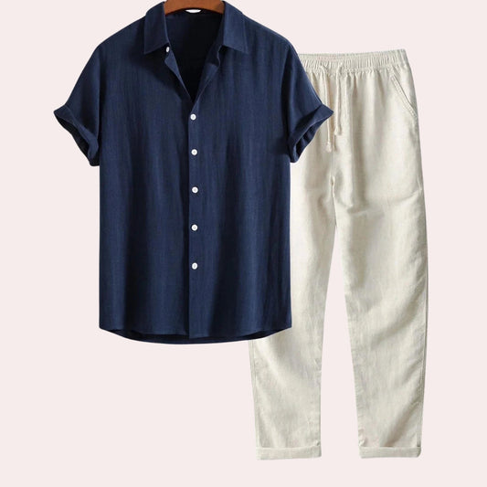 Pantalon et chemise d'été homme – Ensemble élégant en coton léger pour occasions décontractées