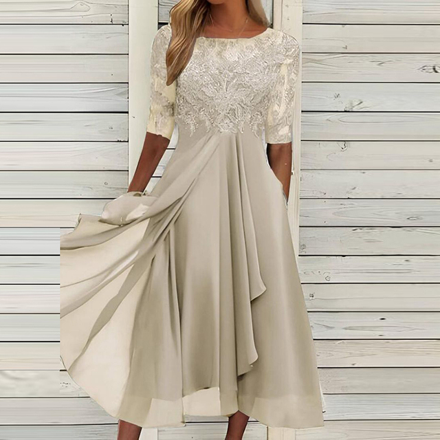 Robe d'été élégante femme – Robe fluide à coupe flatteuse pour occasions spéciales