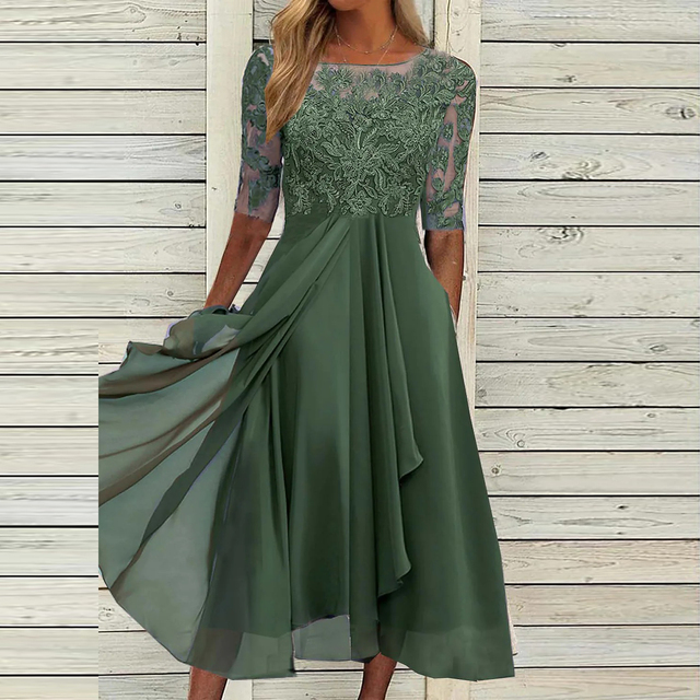 Robe d'été élégante femme – Robe fluide à coupe flatteuse pour occasions spéciales