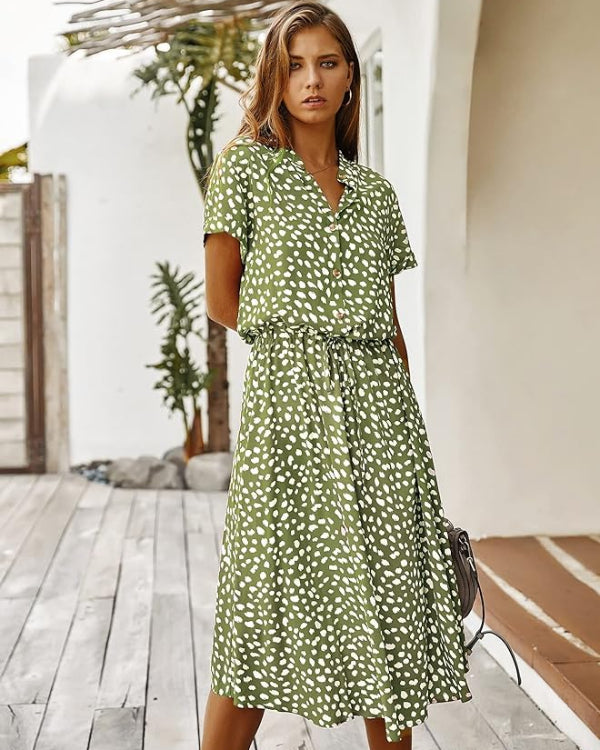 Robe midi été femme – Robe vintage élégante et fluide pour occasions spéciales