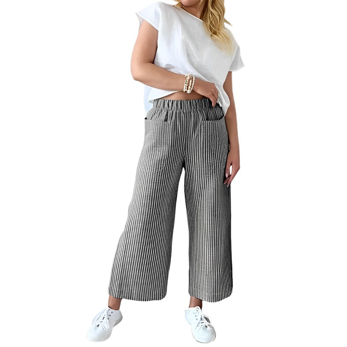 Pantalon été coton décontracté femme – Pantalon léger et confortable