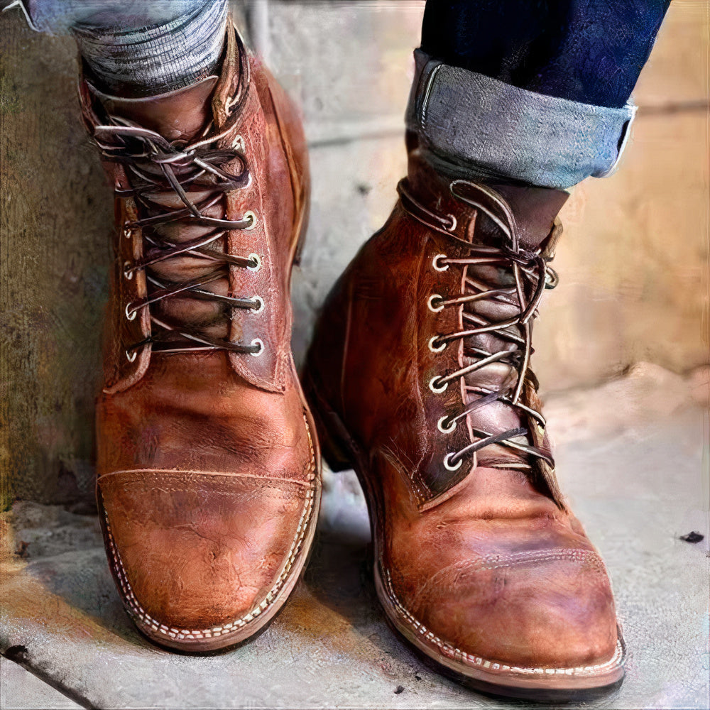 Bottes classiques homme – Chaussures à lacets en cuir élégantes et confortables