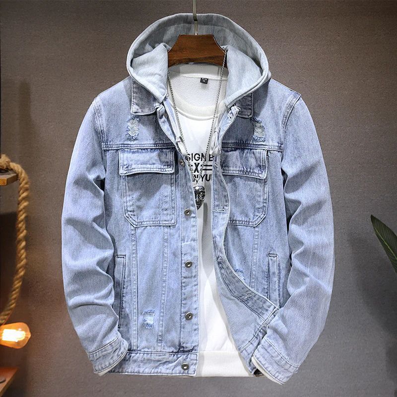 Veste en denim homme – Veste urbaine avec capuche tendance et confortable