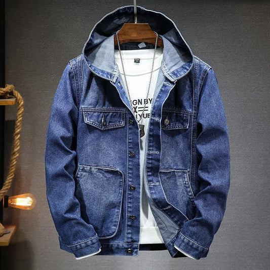 Veste en denim homme – Veste urbaine avec capuche tendance et confortable