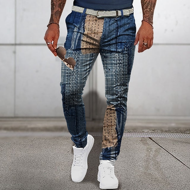 Pantalons d'été homme – Pantalon patchwork classique léger et confortable