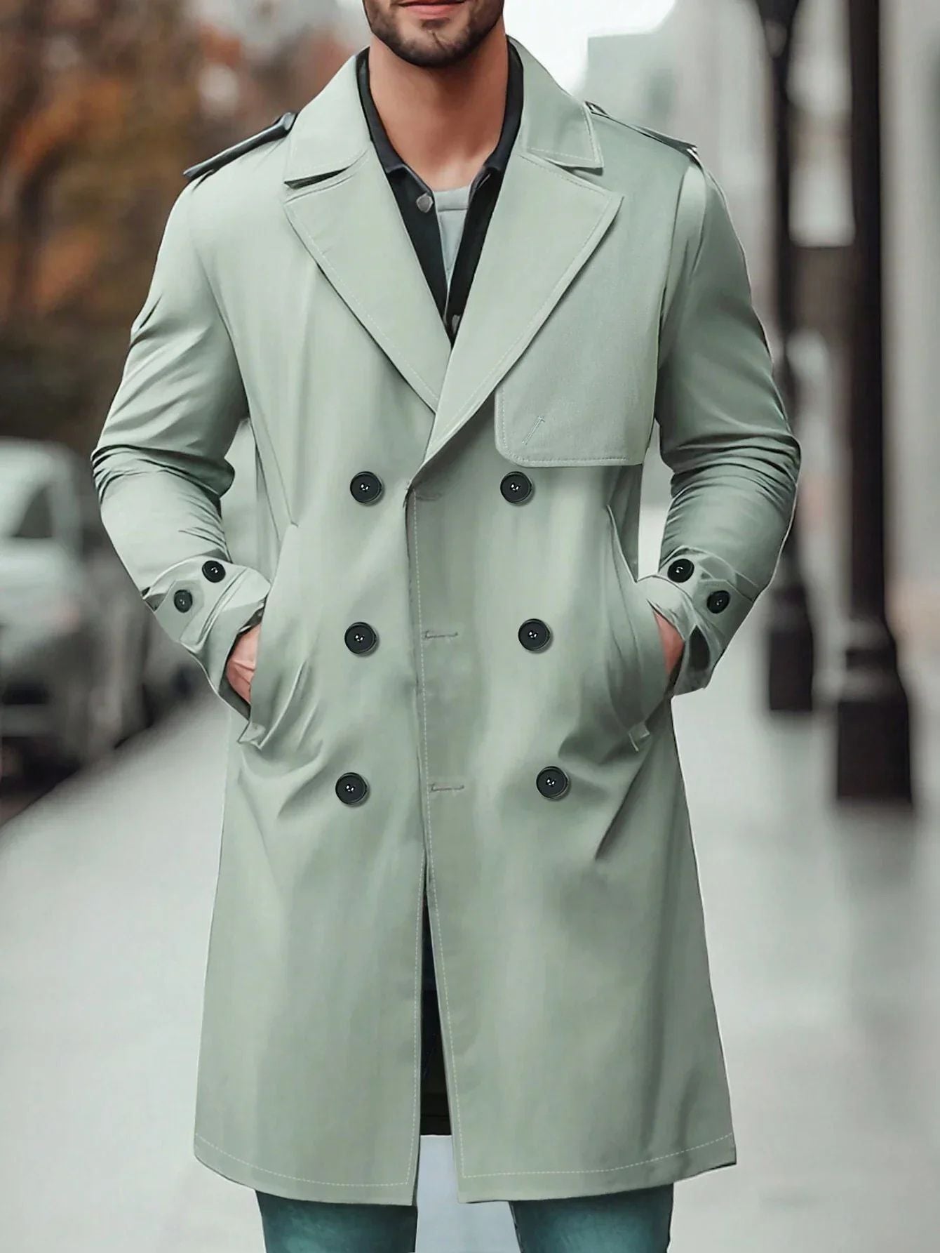 Manteau d'hiver élégant homme – Trench-coat chic en laine pour style urbain