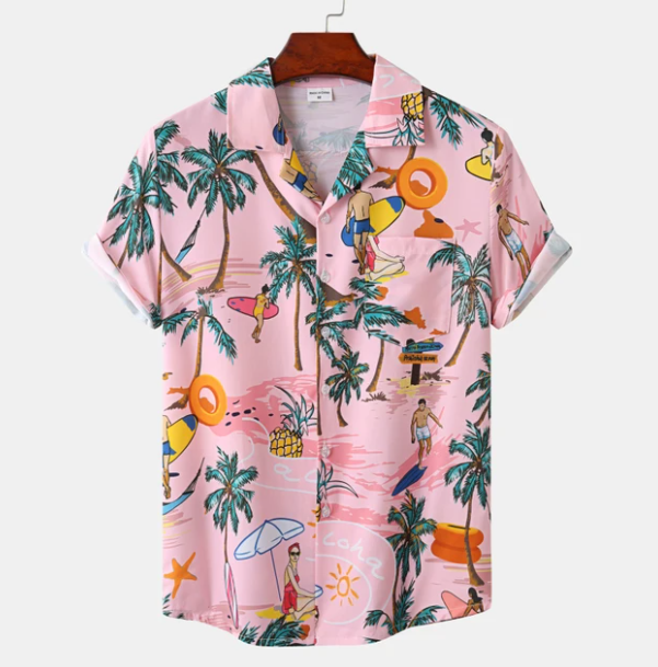 Chemise hawaïenne classique - Chemise été homme à motifs tropicaux et coupe décontractée