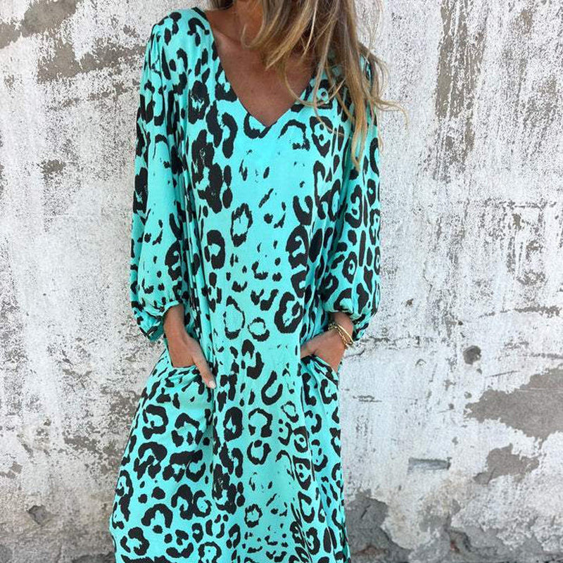 Robe de printemps femme – Robe décontractée fluide et élégante à manches courtes