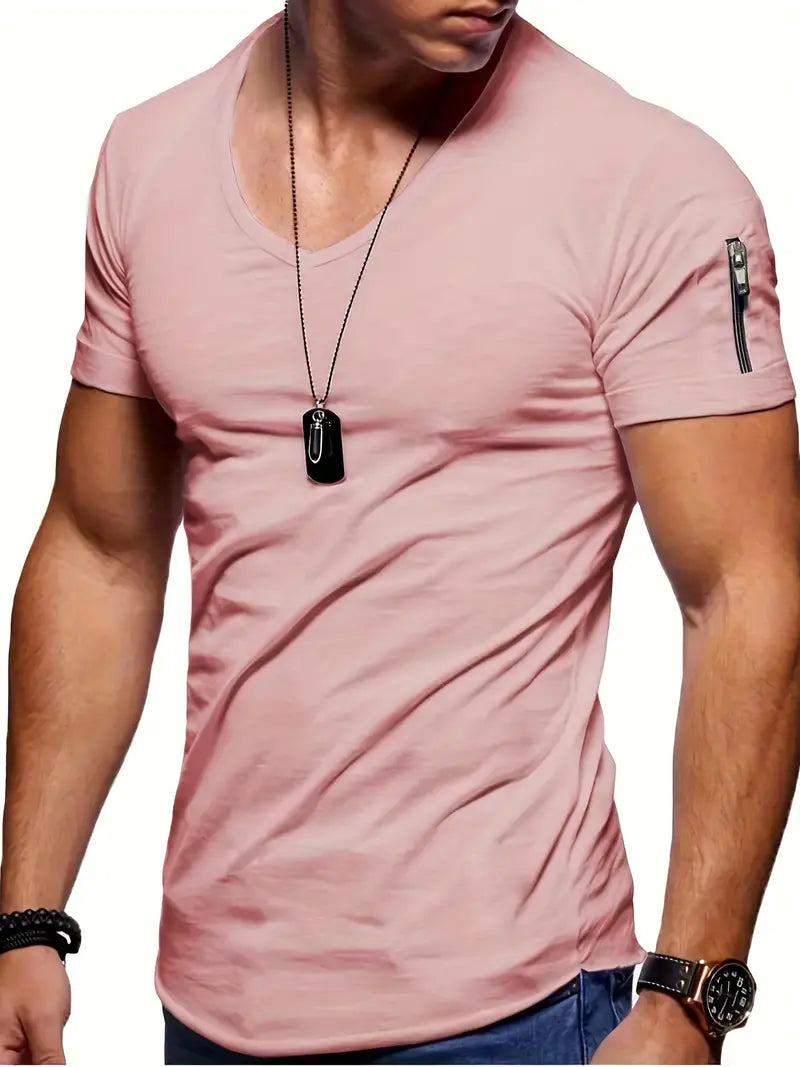 T-shirt été homme – T-shirt décontracté col en V léger et confortable