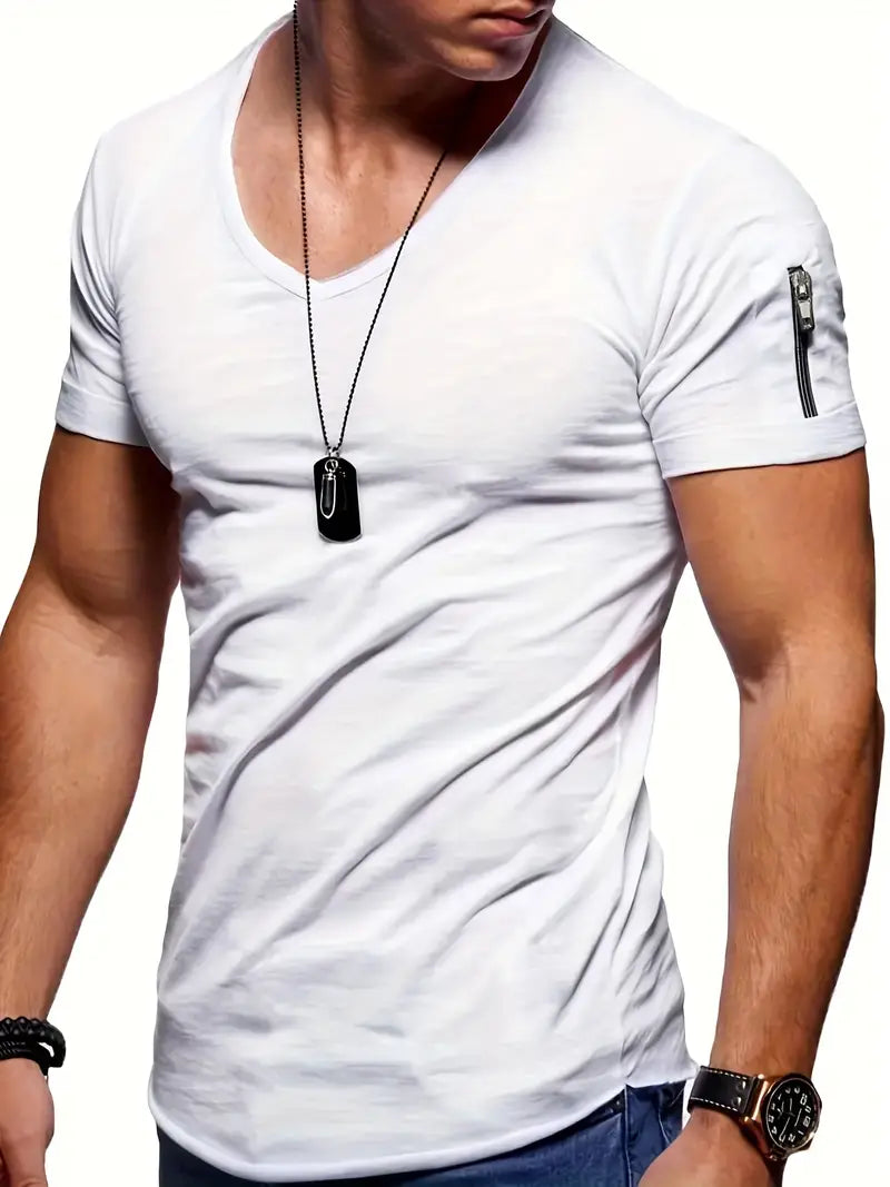 T-shirt été homme – T-shirt décontracté col en V léger et confortable