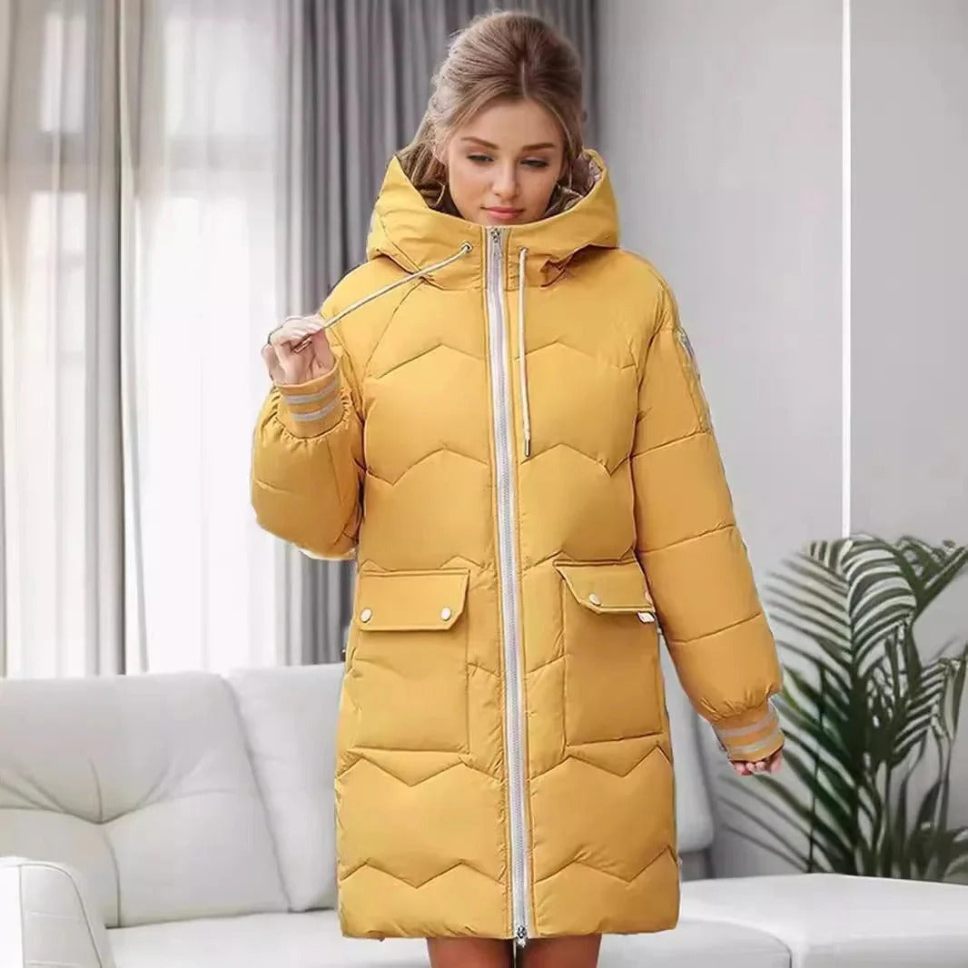 Doudoune chaude femme avec capuche – Manteau long élégant et confortable