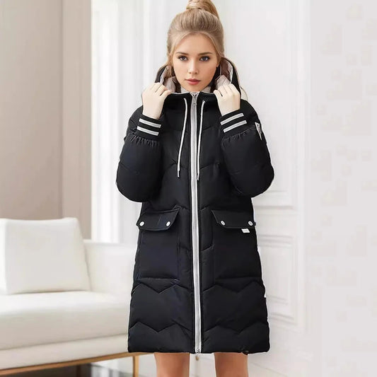 Doudoune chaude femme avec capuche – Manteau long élégant et confortable