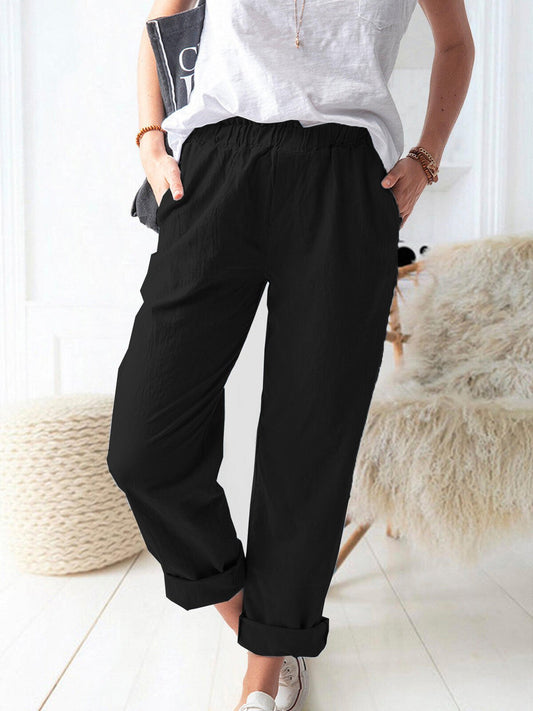 Pantalons lin femme – Pantalon décontracté léger et élégant