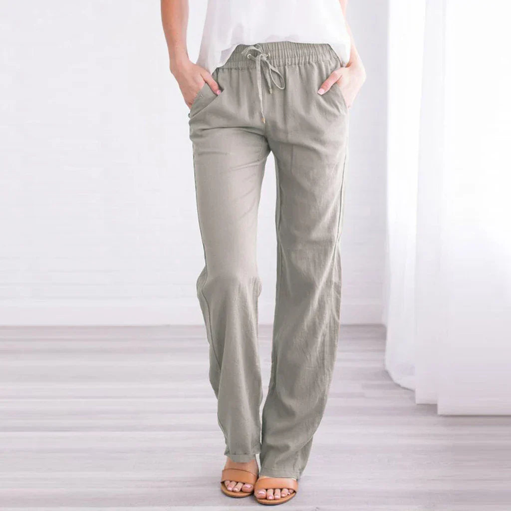 Pantalon léger femme – Pantalon en coton-lin chic et confortable