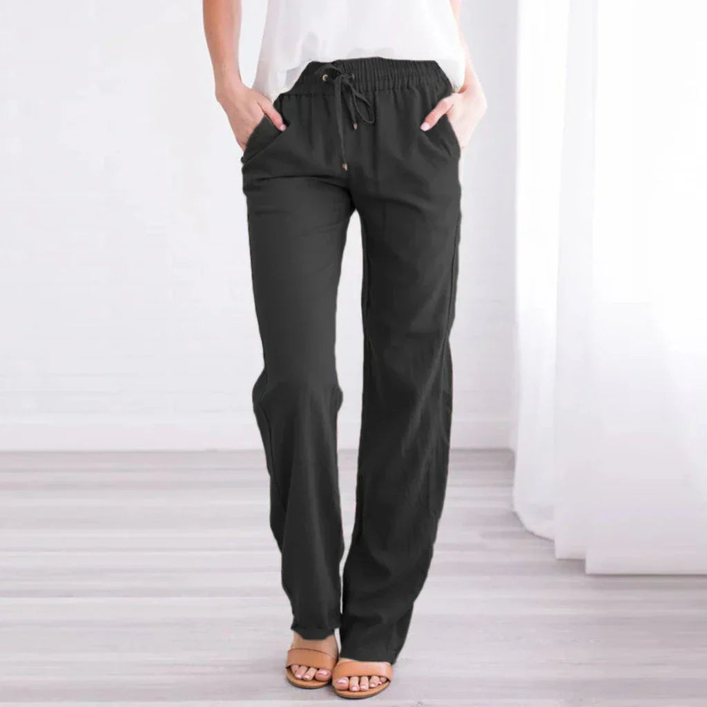 Pantalon léger femme – Pantalon en coton-lin chic et confortable