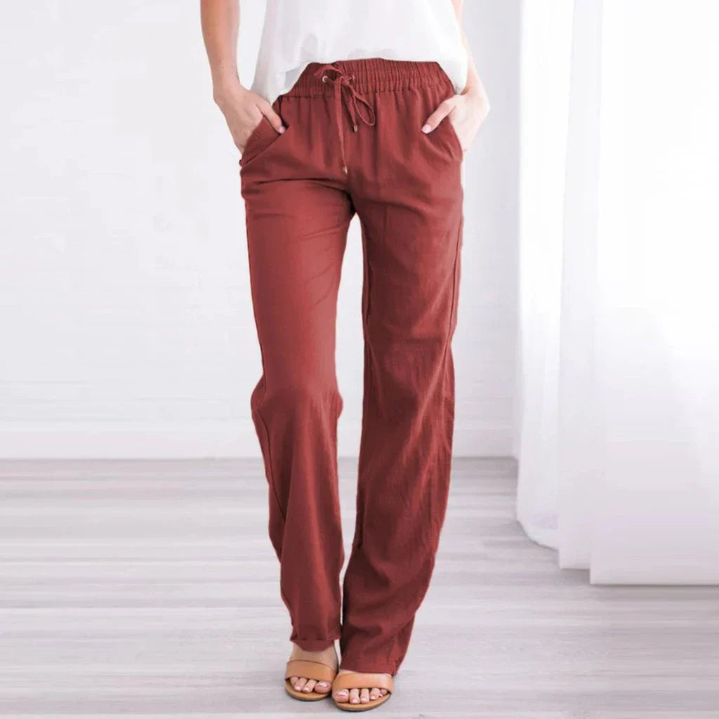 Pantalon léger femme – Pantalon en coton-lin chic et confortable