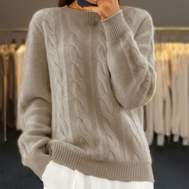 Pull en tricot chaud femme – Pull moderne et confortable en laine pour hiver