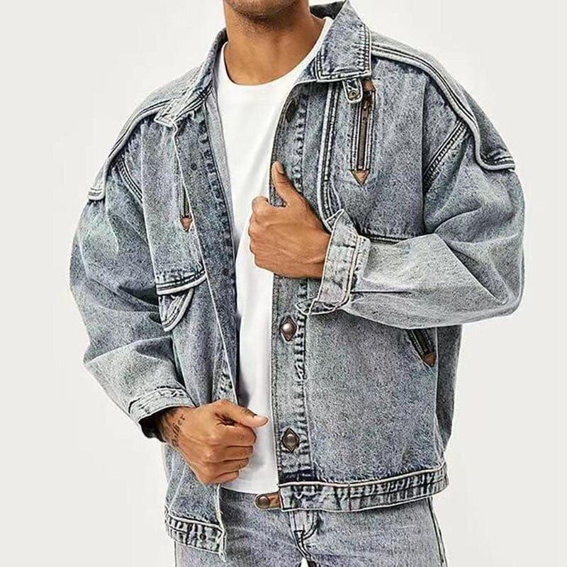 Veste en jean homme tendance – Veste décontractée en denim style moderne