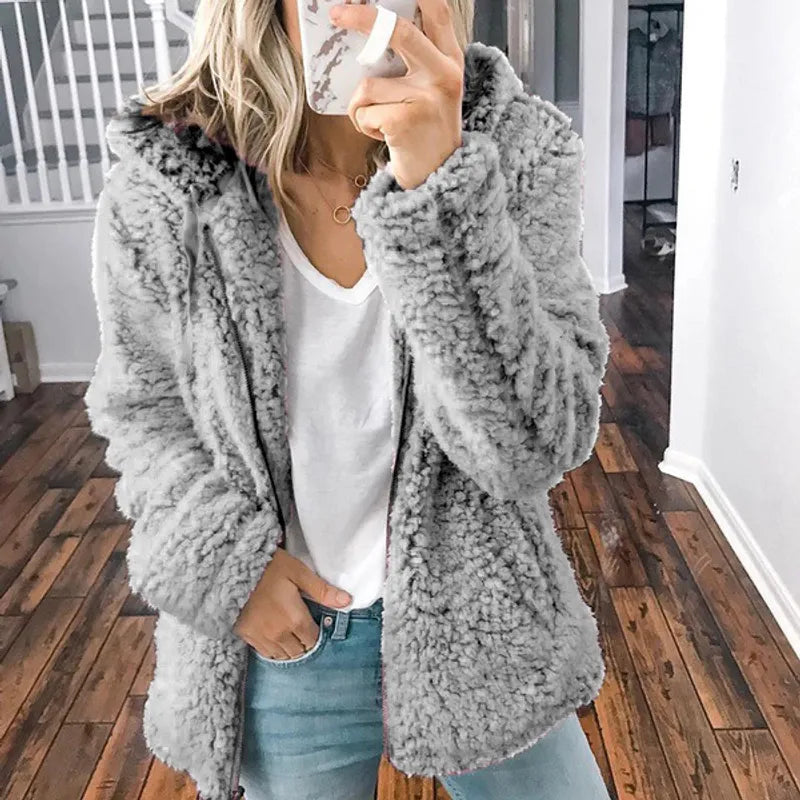 Veste en peluche femme – Veste tendance douce et chaude pour l'hiver