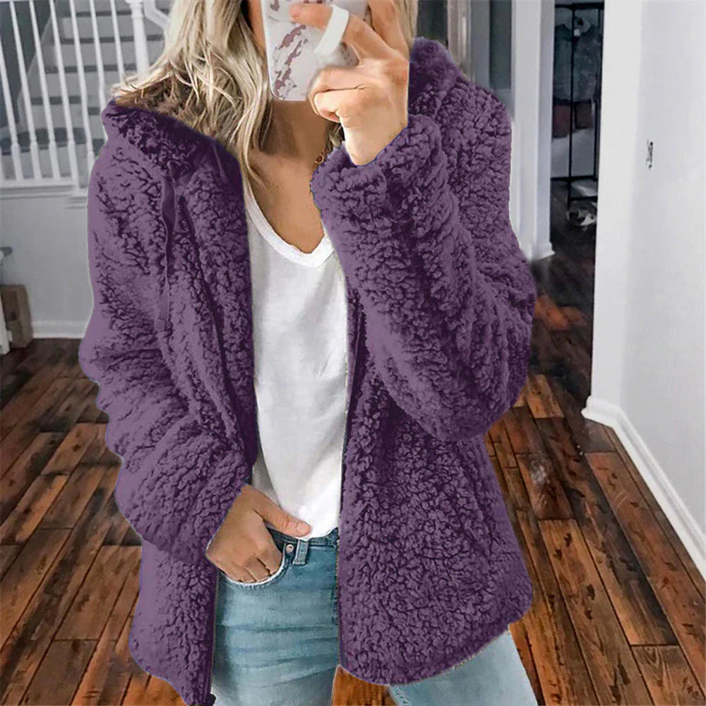 Veste en peluche femme – Veste tendance douce et chaude pour l'hiver