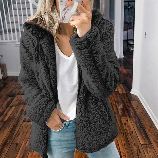 Veste en peluche femme – Veste tendance douce et chaude pour l'hiver