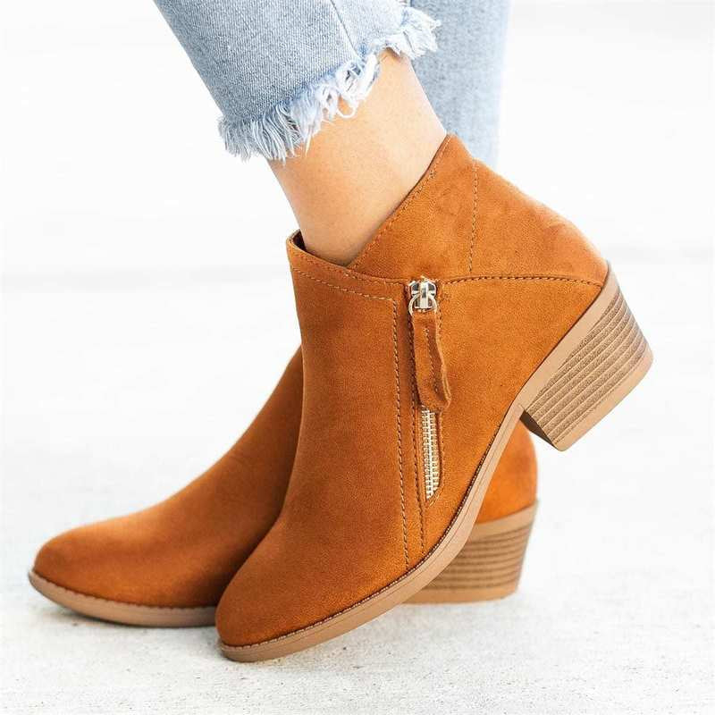 Bottines d'hiver femme – Chaussures à la mode en cuir chaud et confortables