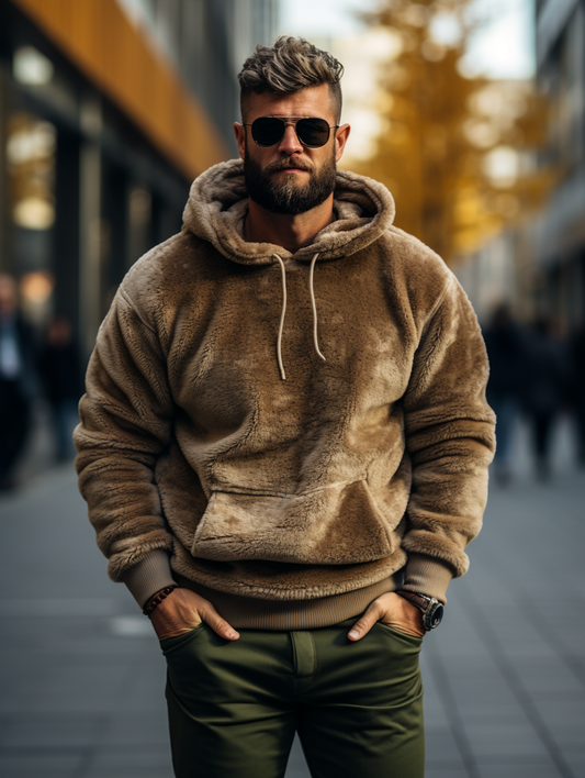 Sweat à capuche pelucheux – Vêtement confortable et stylé pour homme